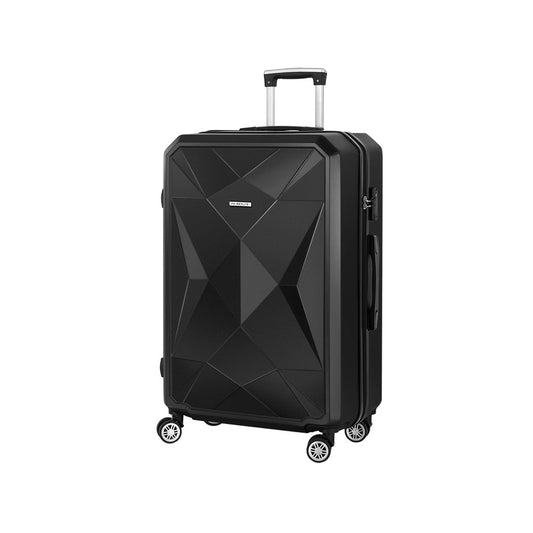 Valise trolley Wanderlite 28 pouces (75 cm), format cabine, coque rigide noire, conforme aux normes TSA.