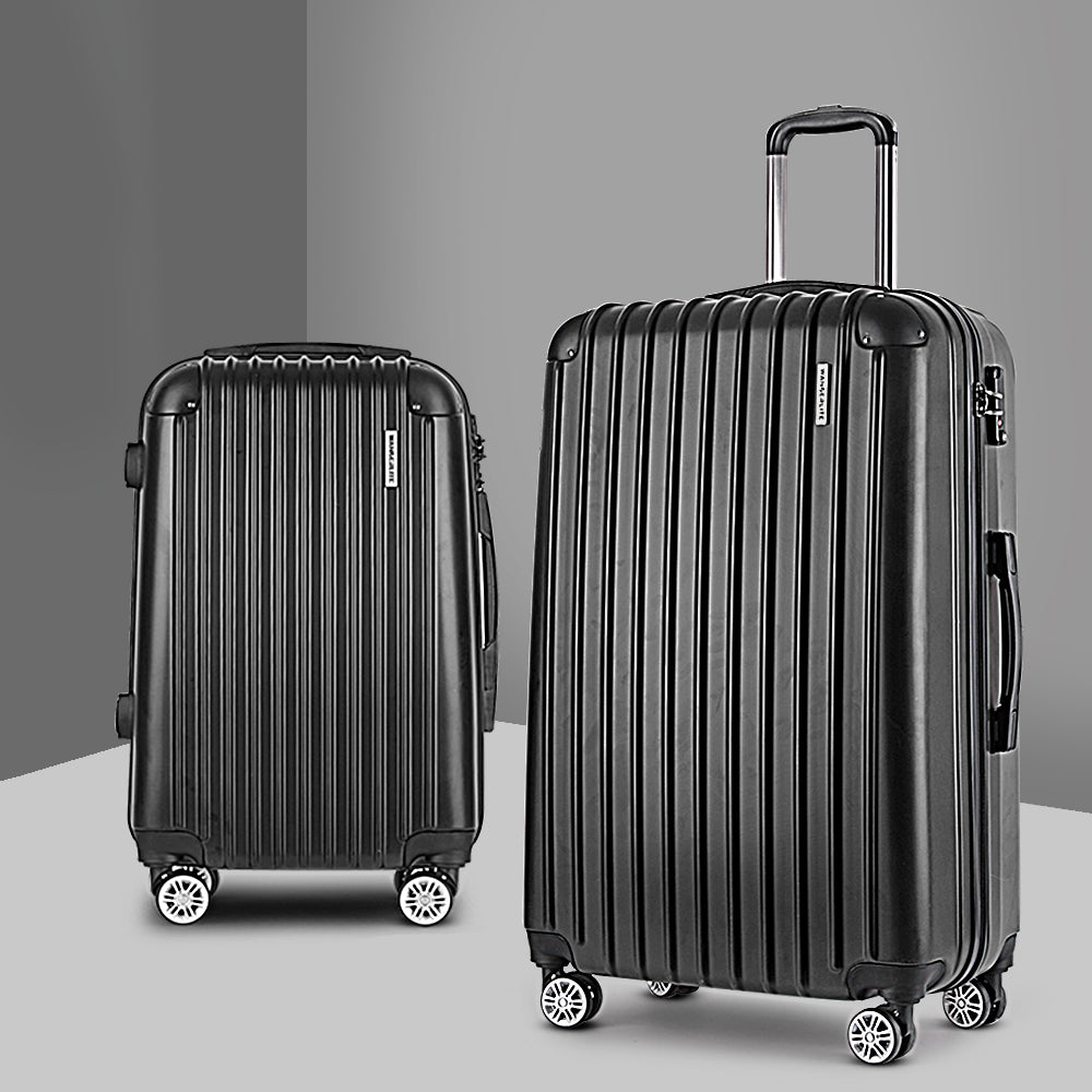 Ensemble de 2 valises à roulettes Wanderlite, valise cabine rigide légère noire