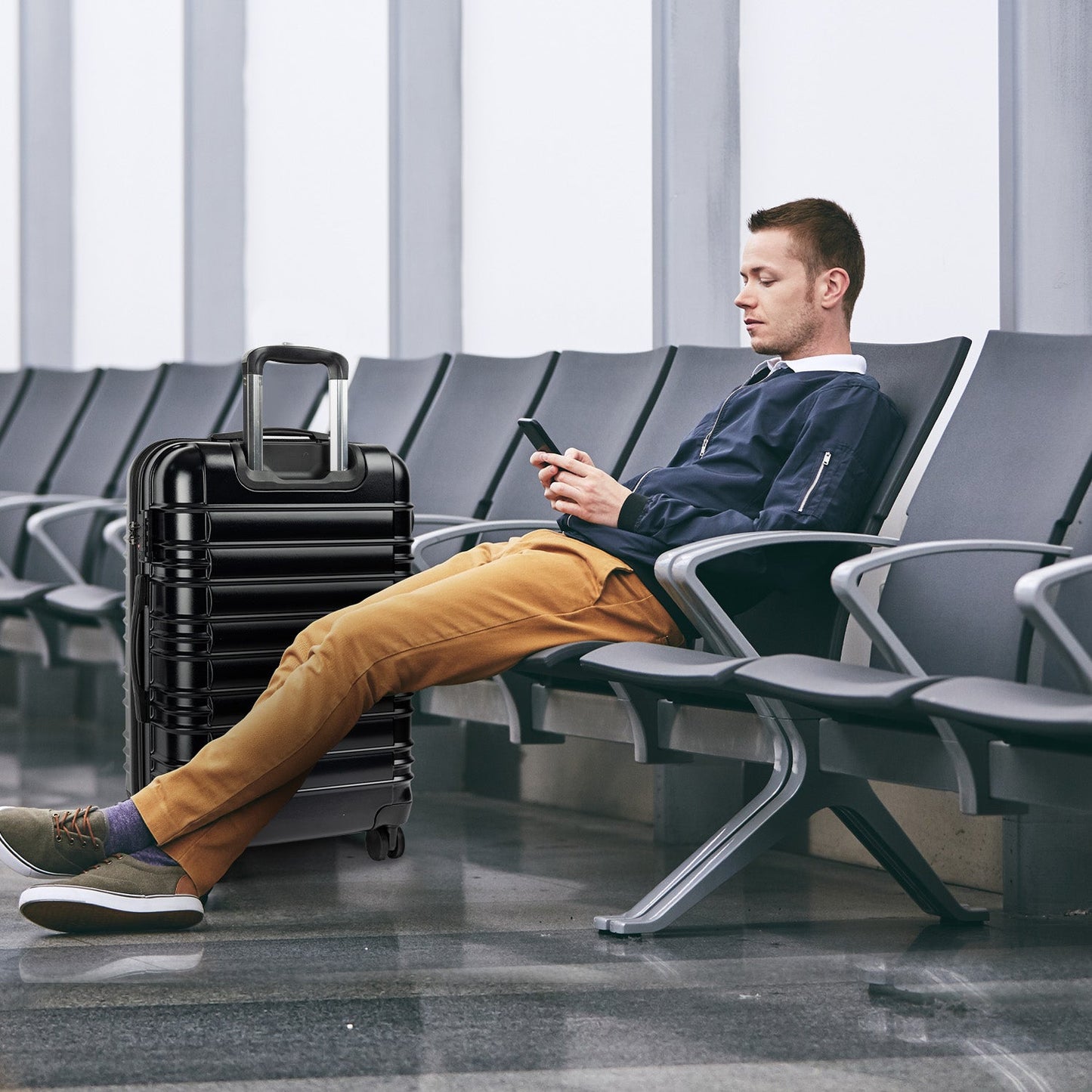 Valise Olympus Noctis 24 pouces, coque rigide ABS+PC - Noir Stygien