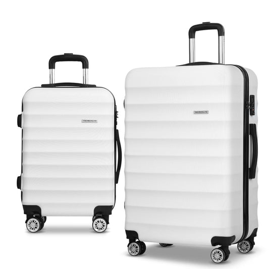 Ensemble de 2 valises à roulettes Wanderlite, étui rigide avec sangle et protection TSA, blanc