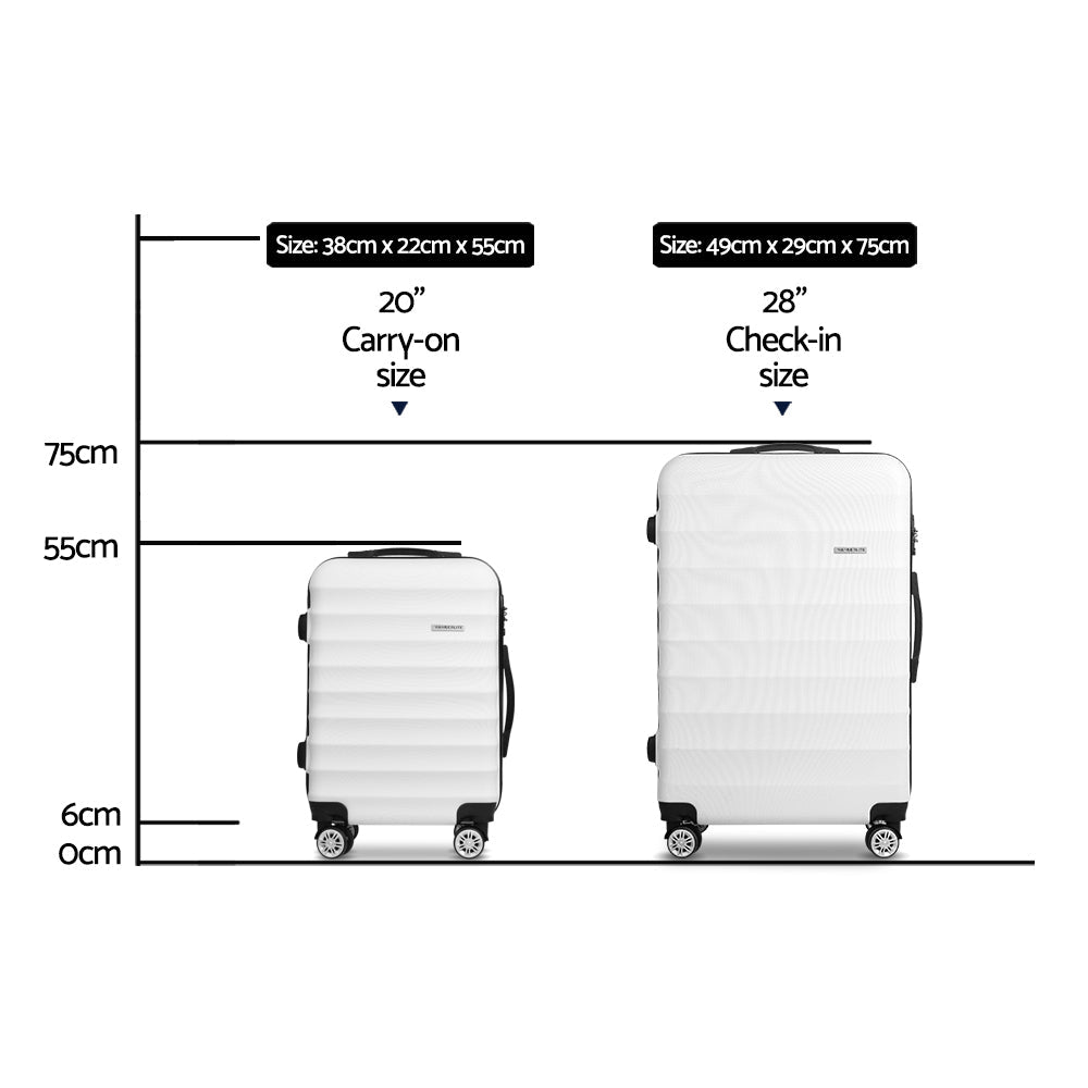 Ensemble de 2 valises à roulettes Wanderlite, étui rigide avec sangle et protection TSA, blanc