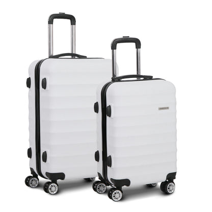 Ensemble de 2 valises à roulettes Wanderlite, étui rigide avec sangle et protection TSA, blanc