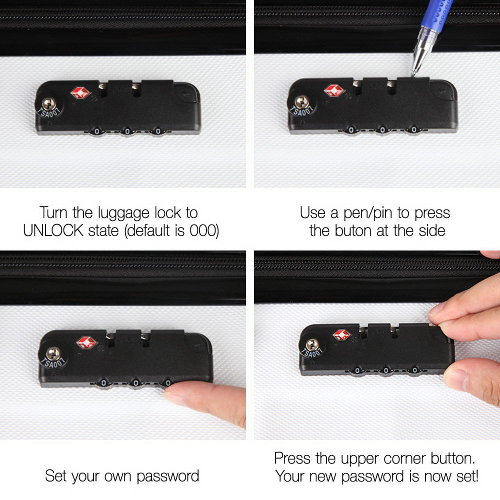 Ensemble de 2 valises à roulettes Wanderlite, étui rigide avec sangle et protection TSA, blanc