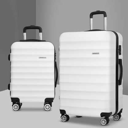 Ensemble de 2 valises à roulettes Wanderlite, étui rigide avec sangle et protection TSA, blanc