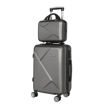 Ensemble de 2 valises Wanderlite 12-20 pouces à roulettes, valise cabine avec serrure TSA, gris foncé