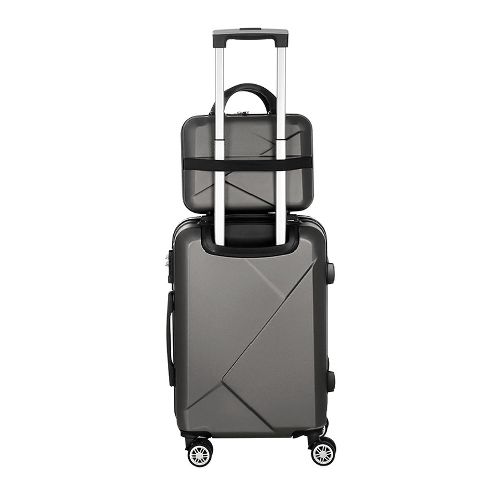 Ensemble de 2 valises Wanderlite 12-20 pouces à roulettes, valise cabine avec serrure TSA, gris foncé
