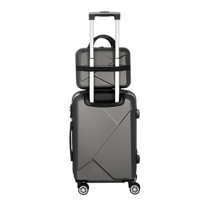 Ensemble de 2 valises Wanderlite 12-20 pouces à roulettes, valise cabine avec serrure TSA, gris foncé