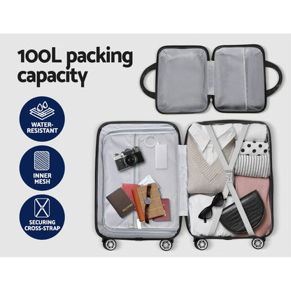 Ensemble de 2 valises Wanderlite 12-20 pouces à roulettes, valise cabine avec serrure TSA, gris foncé