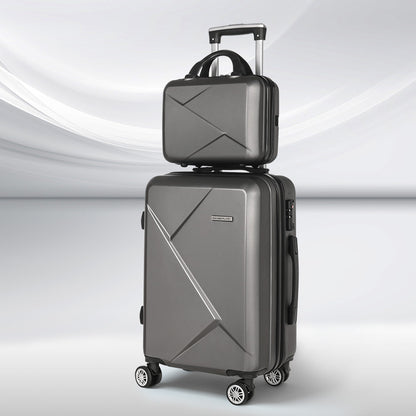 Ensemble de 2 valises Wanderlite 12-20 pouces à roulettes, valise cabine avec serrure TSA, gris foncé