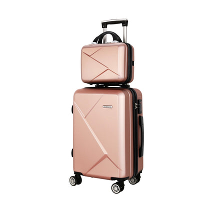 Wanderlite Ensemble de 2 valises trolley 12-20 pouces, rangement, bagage cabine, serrure TSA, couleur or rose