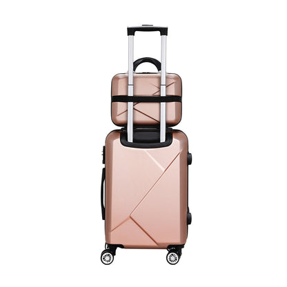 Wanderlite Ensemble de 2 valises trolley 12-20 pouces, rangement, bagage cabine, serrure TSA, couleur or rose
