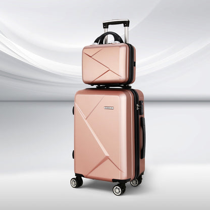 Wanderlite Ensemble de 2 valises trolley 12-20 pouces, rangement, bagage cabine, serrure TSA, couleur or rose