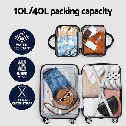 Wanderlite Ensemble de 2 valises trolley 12-20 pouces, rangement, bagage cabine, serrure TSA, couleur or rose