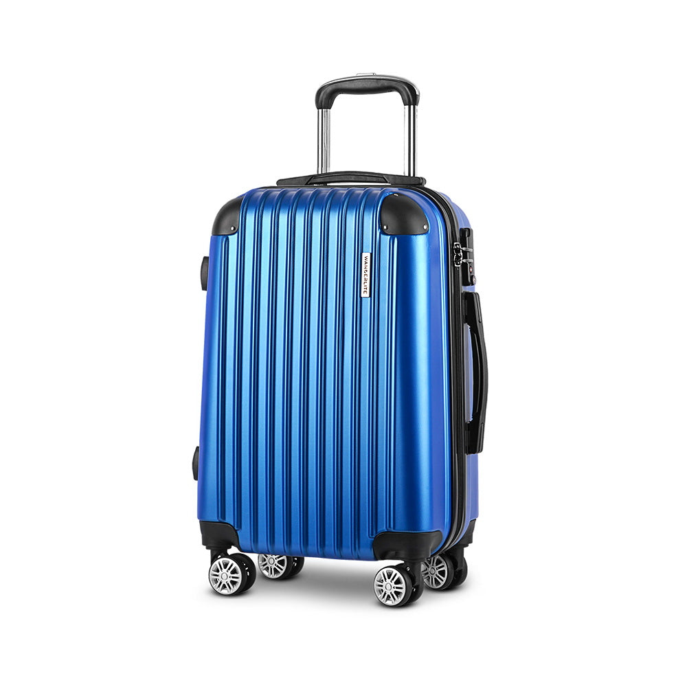 Valise trolley Wanderlite 28 x 75 cm, ensemble de voyage, valise cabine rigide, serrure TSA, légère, bleue 