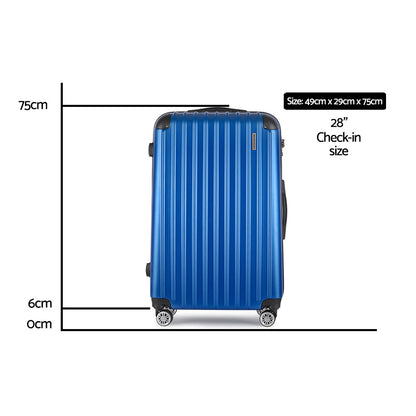 Valise trolley Wanderlite 28 x 75 cm, ensemble de voyage, valise cabine rigide, serrure TSA, légère, bleue 