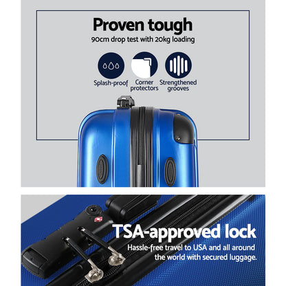 Valise trolley Wanderlite 28 x 75 cm, ensemble de voyage, valise cabine rigide, serrure TSA, légère, bleue 