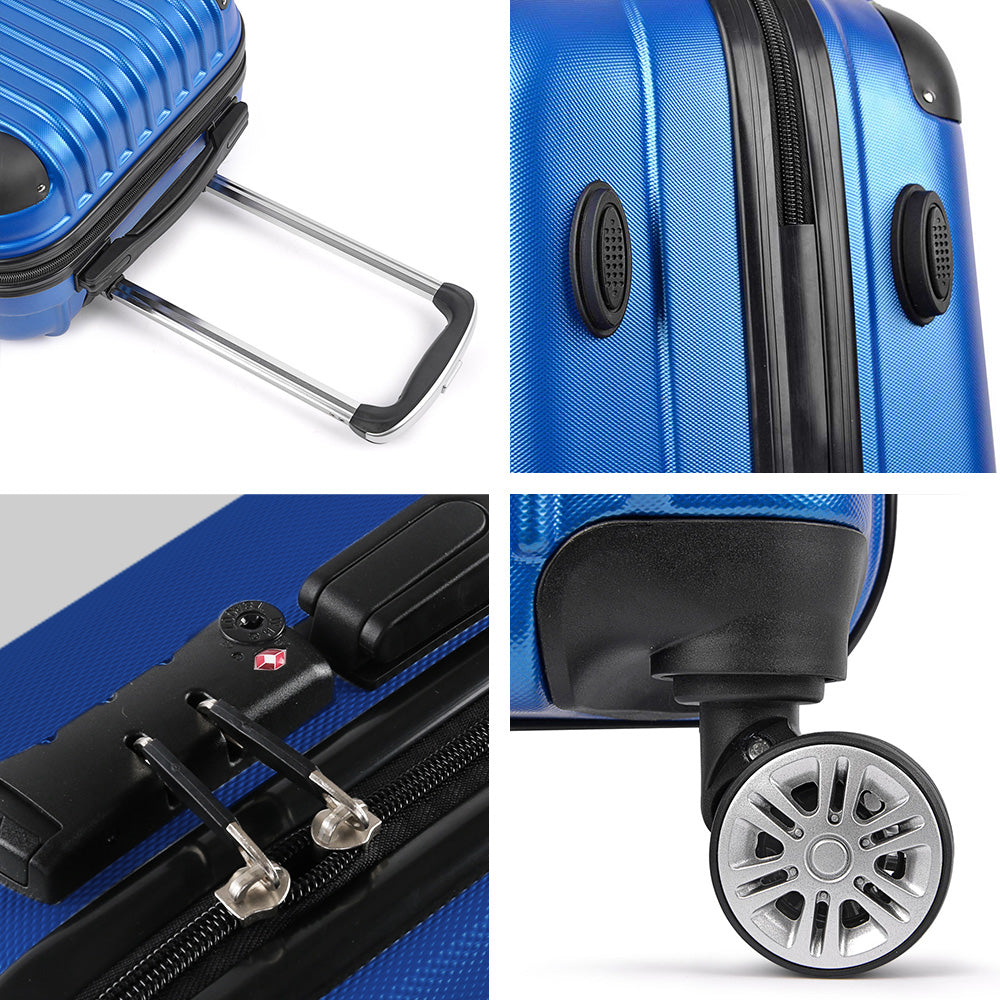 Valise trolley Wanderlite 28 x 75 cm, ensemble de voyage, valise cabine rigide, serrure TSA, légère, bleue 