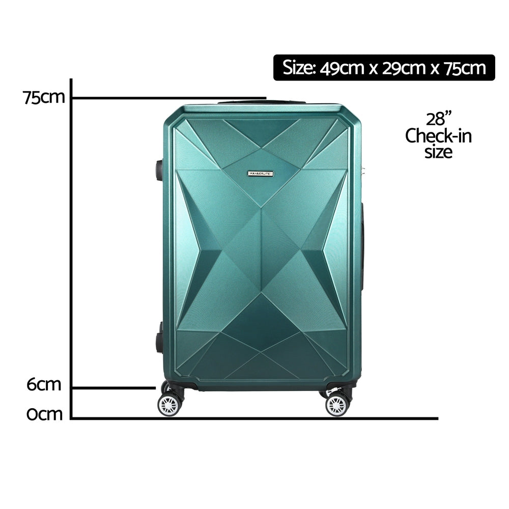 Valise trolley Wanderlite 28 75 cm, bagage cabine, format cabine, coque rigide, conforme aux normes TSA, Atrovirens