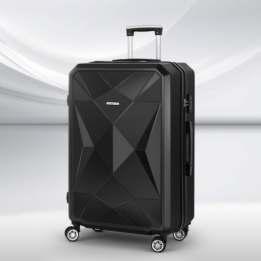 Valise trolley Wanderlite 28 pouces (75 cm), format cabine, coque rigide noire, conforme aux normes TSA.