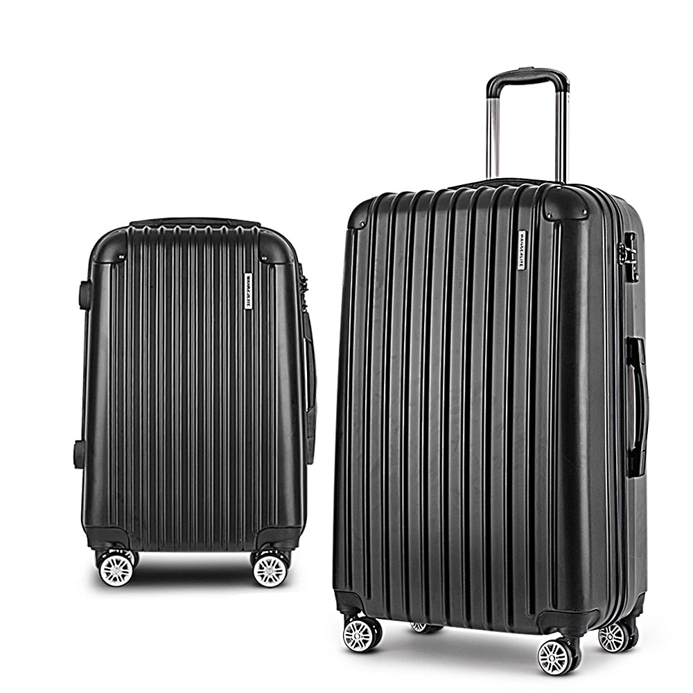 Ensemble de 2 valises à roulettes Wanderlite, valise cabine rigide légère noire 