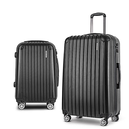Ensemble de 2 valises à roulettes Wanderlite, valise cabine rigide légère noire 