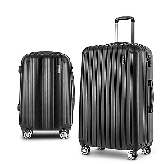 Ensemble de 2 valises à roulettes Wanderlite, valise cabine rigide légère noire 