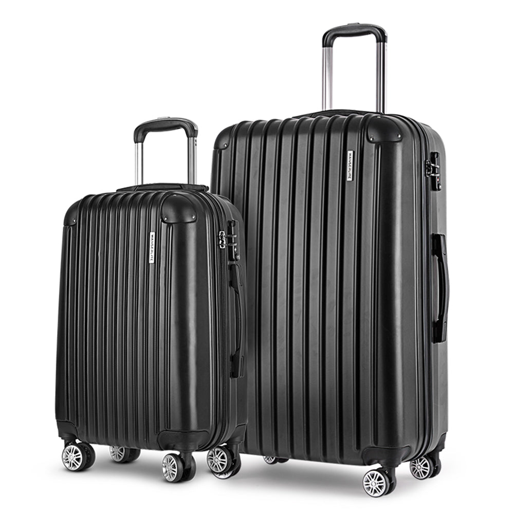 Ensemble de 2 valises à roulettes Wanderlite, valise cabine rigide légère noire 