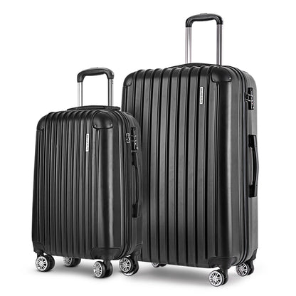 Ensemble de 2 valises à roulettes Wanderlite, valise cabine rigide légère noire 