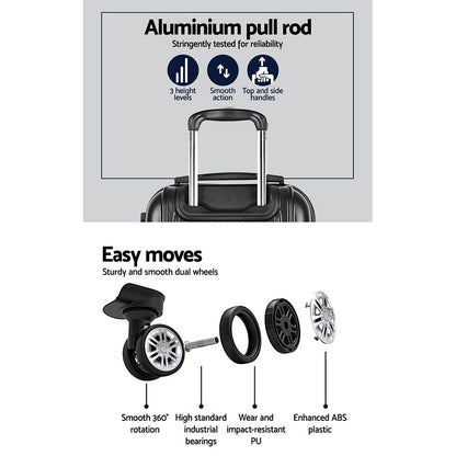 Ensemble de 2 valises à roulettes Wanderlite, valise cabine rigide légère noire 
