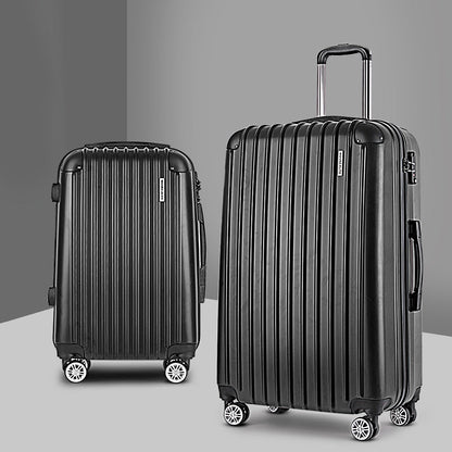 Ensemble de 2 valises à roulettes Wanderlite, valise cabine rigide légère noire 