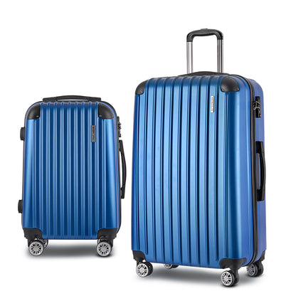 Ensemble de 2 valises à roulettes Wanderlite, valise cabine rigide légère bleue 