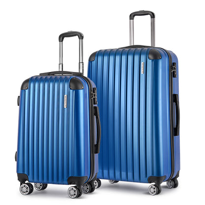 Ensemble de 2 valises à roulettes Wanderlite, valise cabine rigide légère bleue 