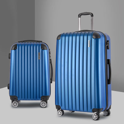 Ensemble de 2 valises à roulettes Wanderlite, valise cabine rigide légère bleue 
