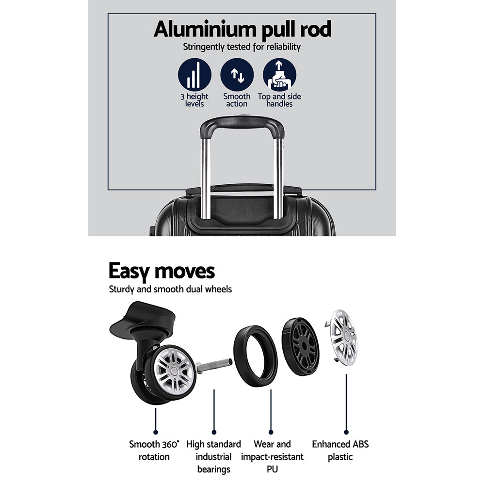Ensemble de bagages Wanderlite 3 pièces 20, 24 et 28 pouces : valise rigide à roulettes, noir 