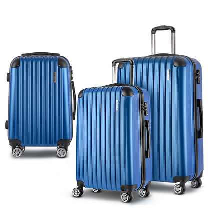 Ensemble de bagages Wanderlite 3 pièces 20 24 28 Valise rigide à roulettes Bleu