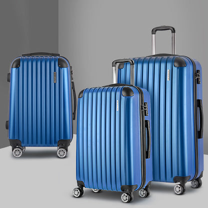 Ensemble de bagages Wanderlite 3 pièces 20 24 28 Valise rigide à roulettes Bleu