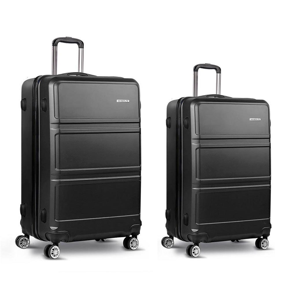 Ensemble de 2 valises à roulettes Wanderlite, valise cabine rigide légère noire, conforme aux normes TSA