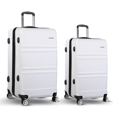 Ensemble de 2 valises à roulettes Wanderlite, valise cabine rigide légère blanche, conforme aux normes TSA 