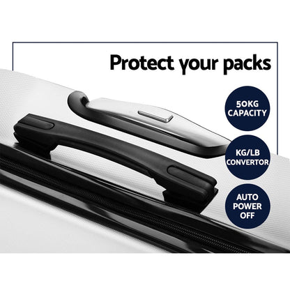 Ensemble de 2 valises à roulettes Wanderlite, valise cabine rigide légère blanche, conforme aux normes TSA 