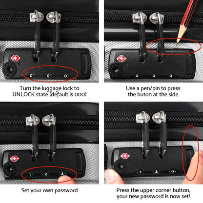 Ensemble de 2 valises à roulettes Wanderlite, valise cabine rigide légère blanche, conforme aux normes TSA 