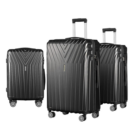 Ensemble de 3 valises à roulettes Wanderlite, valise cabine rigide TSA noire et légère
