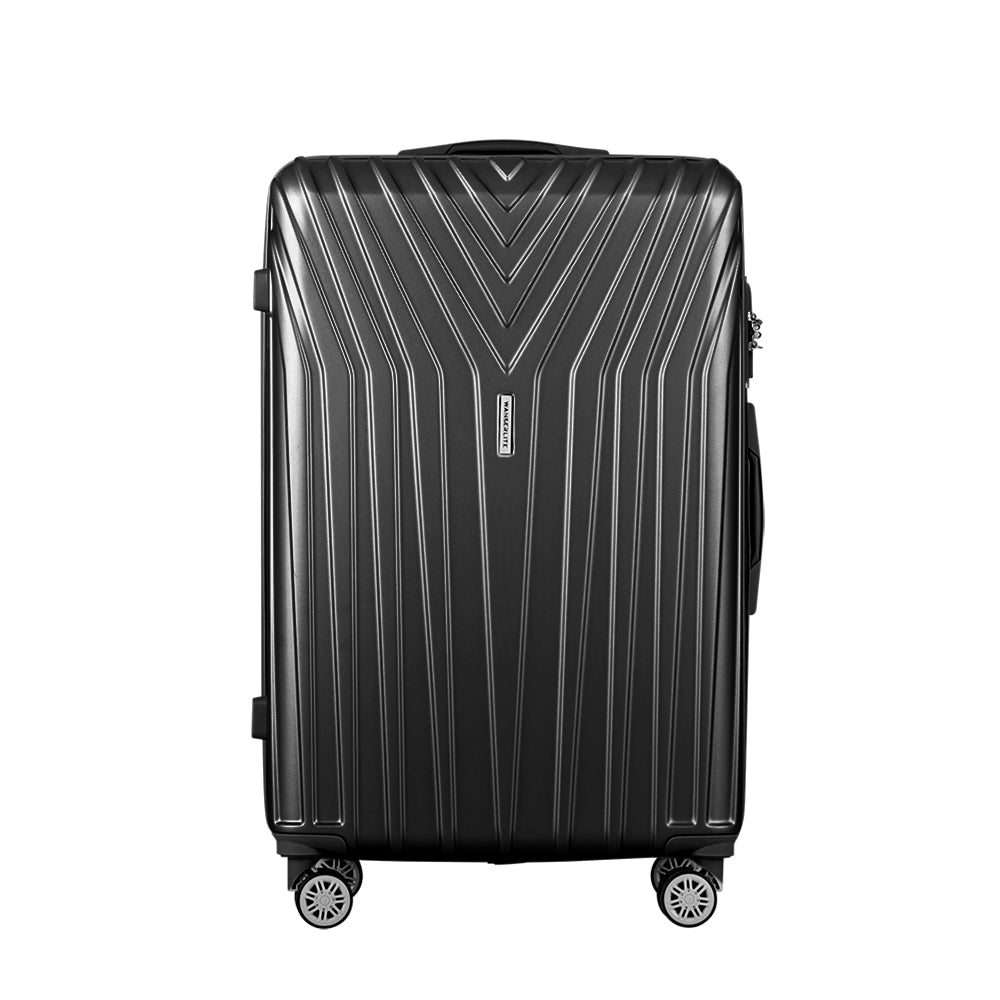 Ensemble de 3 valises à roulettes Wanderlite, valise cabine rigide TSA noire et légère