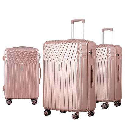 Ensemble de 3 valises à roulettes Wanderlite, valise cabine rigide rose légère, conforme aux normes TSA