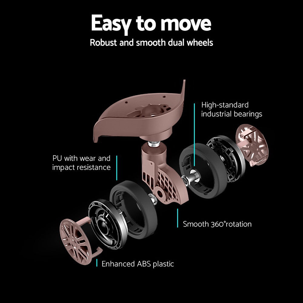 Ensemble de 3 valises à roulettes Wanderlite, valise cabine rigide rose légère, conforme aux normes TSA