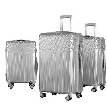 Ensemble de 3 valises à roulettes Wanderlite, valise cabine rigide TSA argentée et légère