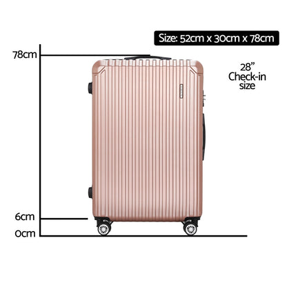 Ensemble de valise de voyage Wanderlite 28'' TSA, étui rigide de cabine, or rose