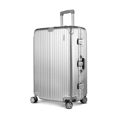 Ensemble valise à roulettes Wanderlite 28, conforme aux normes TSA, légère, en aluminium argenté 