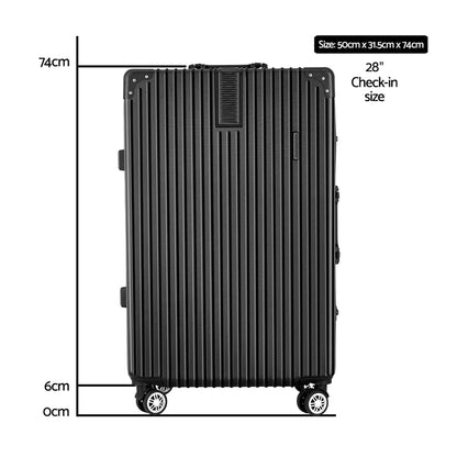Ensemble de valise à roulettes Wanderlite 28, valise rigide TSA en aluminium noir léger