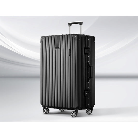 Ensemble de valise à roulettes Wanderlite 28, valise rigide TSA en aluminium noir léger