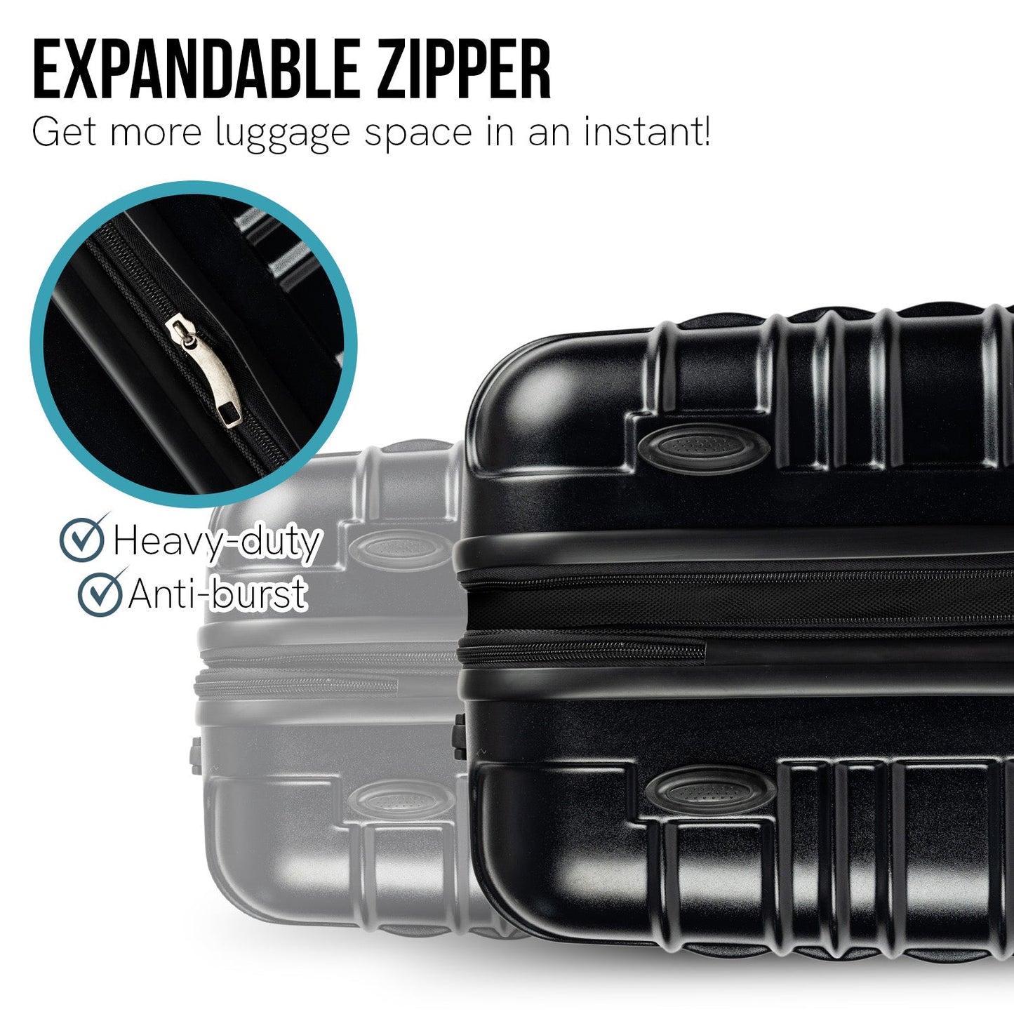 Valise Olympus Noctis 24 pouces, coque rigide ABS+PC - Noir Stygien